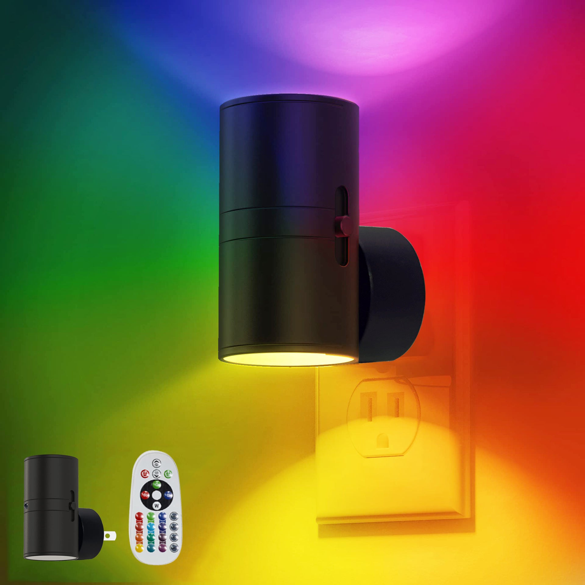 Cylindrical RGB LED Night Light with Remote